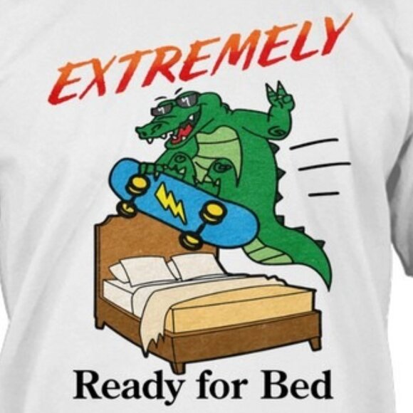 Extremely Ready For Bed Funny Alligator Crocodile Animal Humor Graphic Tee 90 - Picture 2 of 5